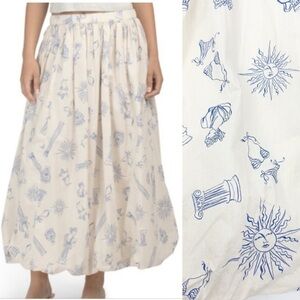 ☀️🔥Lucky Brand - Cream/Blue Bubble Cotton Maxi Skirt - M & L